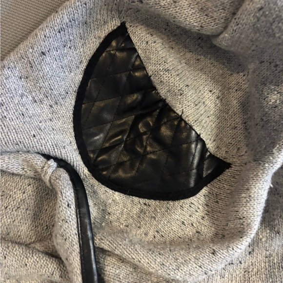 Grey Vici drape-front sweater with faux leather accents - Picture 7 of 7